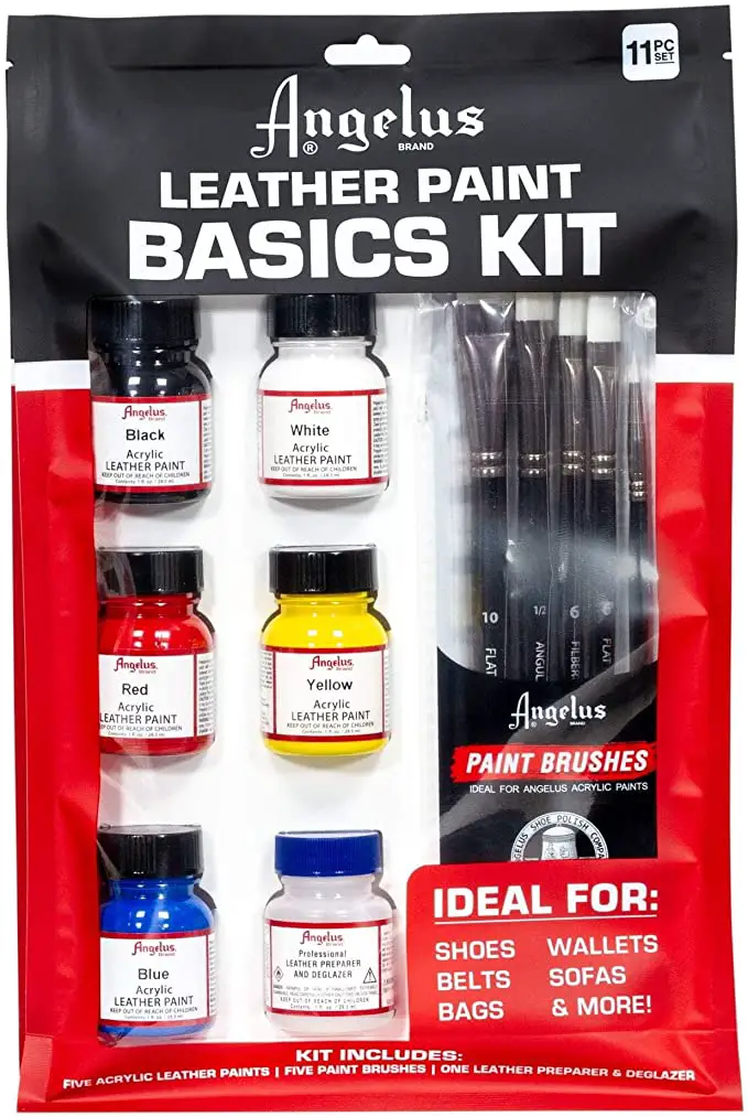 Leather Paint Starter Kit with Brush and Deglazer